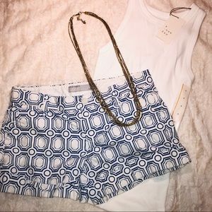 Blue & White Patterned Shorts, Like NEW - Size 6